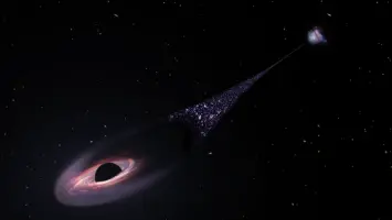 Illustration of a supermassive black hole surrounded by dense gas