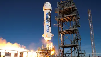 Blue Origin's New Shepard rocket taking off