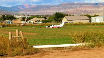 Aircraft crash site on farmland