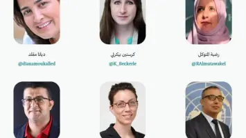 اجتماع فريق هيومن رايتس ووتش خلال مناقشة التقرير