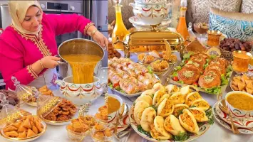 مائدة إفطار رمضانية متنوعة