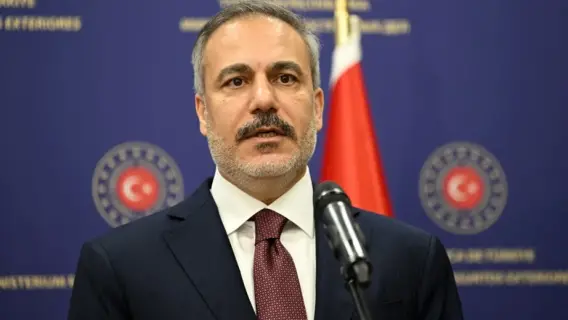 وزير الخارجية التركي هاكان فيدان في لقاء صحفي