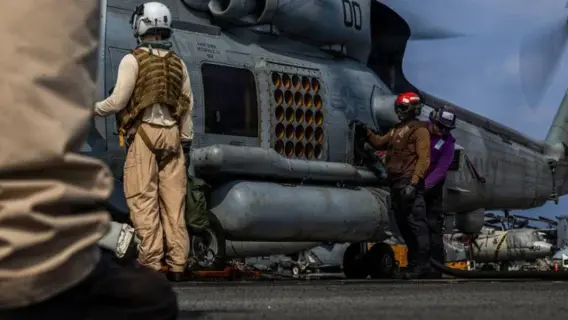 US military aircraft carrier during exercises