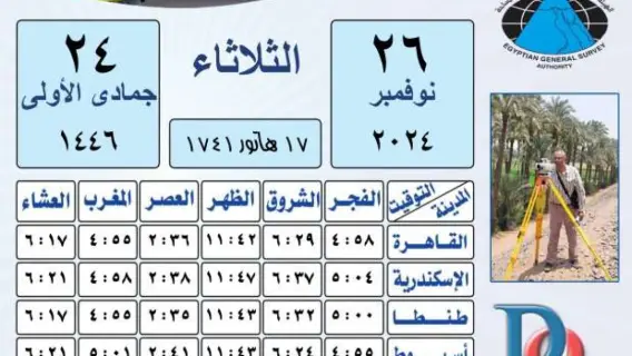 مواقيت الصلاة اليوم
