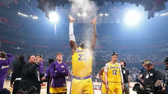 LeBron James reacting to a tribute video