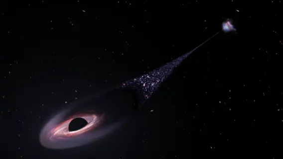 Illustration of a supermassive black hole surrounded by dense gas