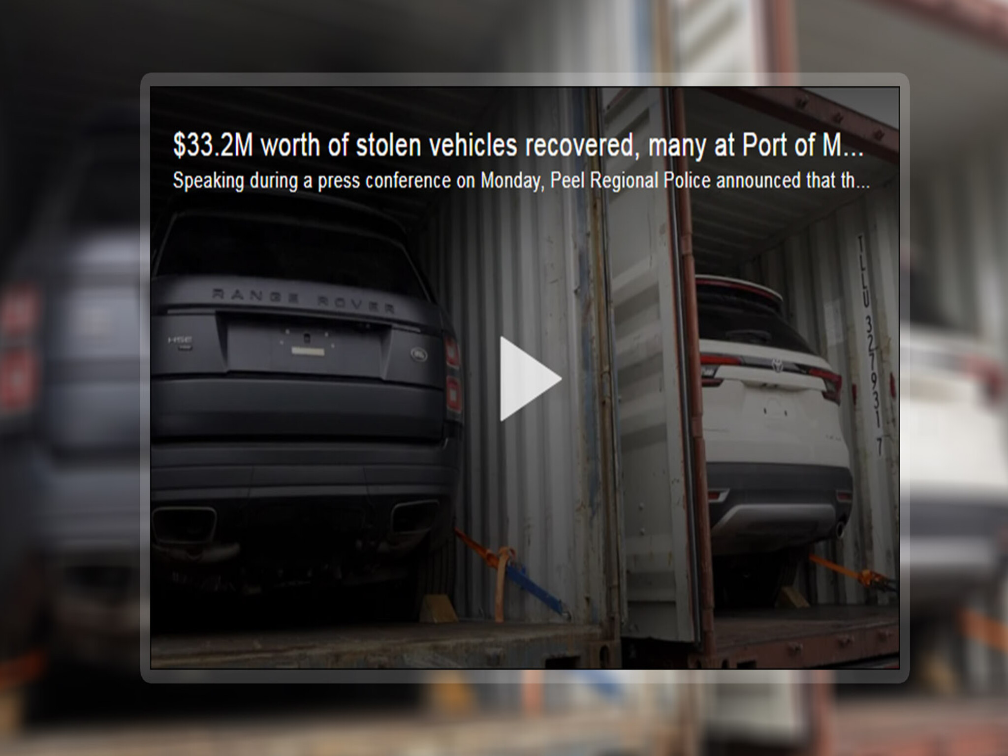 Canadian police announce the recovery of stolen cars worth $33 million